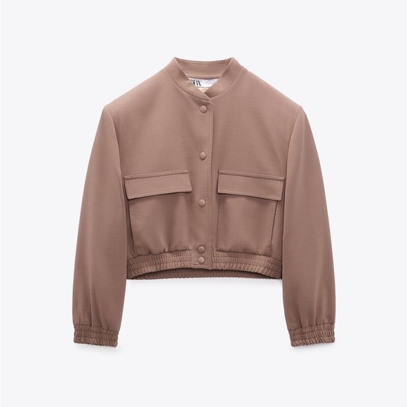 ZARA Cropped Maxi Bomber Jacket - Picture 1 of 12